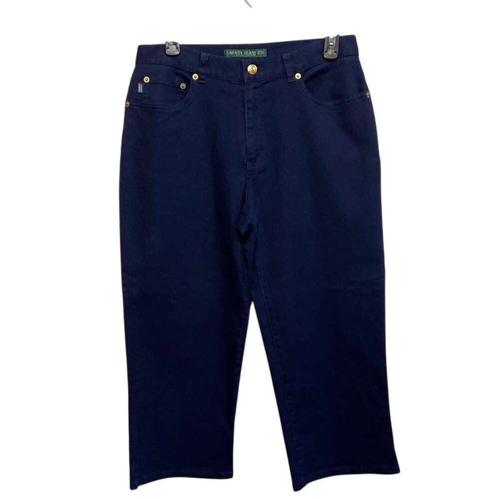 VTG Lauren Jeans Co Ralph Lauren Womens Navy Cropped Straight Leg Pants Size 8